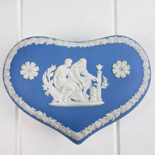 Load image into Gallery viewer, Wedgewood Vintage Blue Jasperware Heart Trinket Box with Lid
