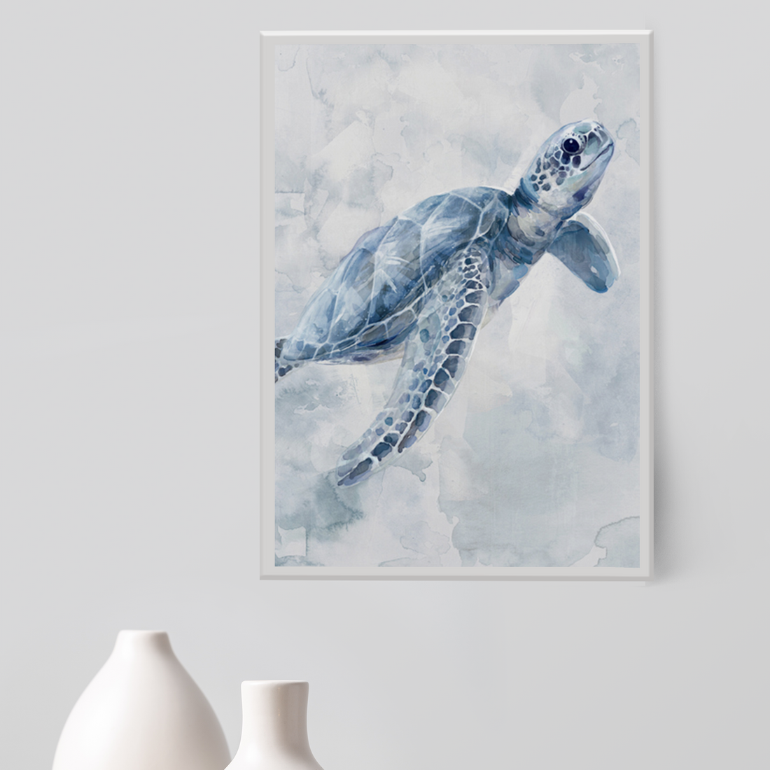 Graceful Sea Turtle Framed Canvas Print