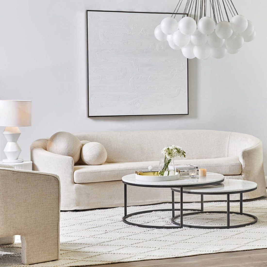 Cafe Lighting & Living Elle 3 Seater Slip Cover Sofa - Natural Linen