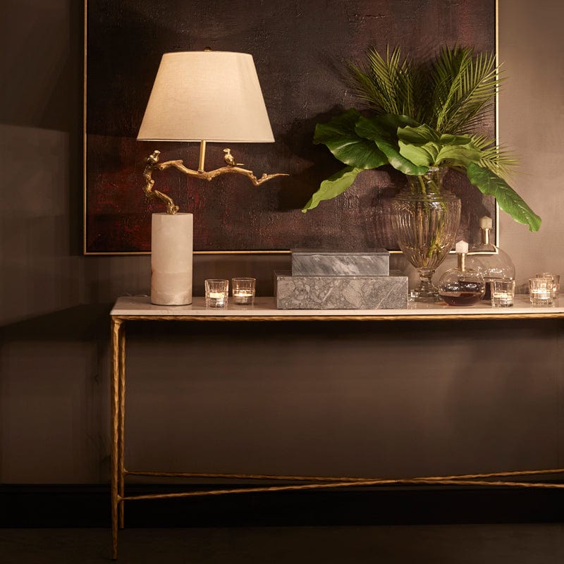 Cafe Lighting & Living Heston Marble Console Table - Large Brass
