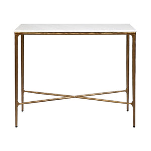 Cafe Lighting & Living Heston Marble Console Table - Small Brass