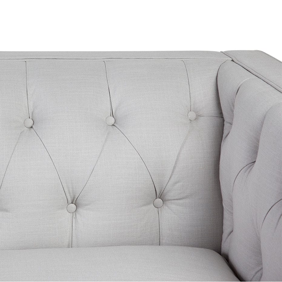 Cafe Lighting & Living Tuxedo 3 Seater Tufted Sofa - Cool Grey Linen