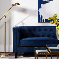 Cafe Lighting & Living Tuxedo 3 Seater Tufted Sofa - Navy Velvet