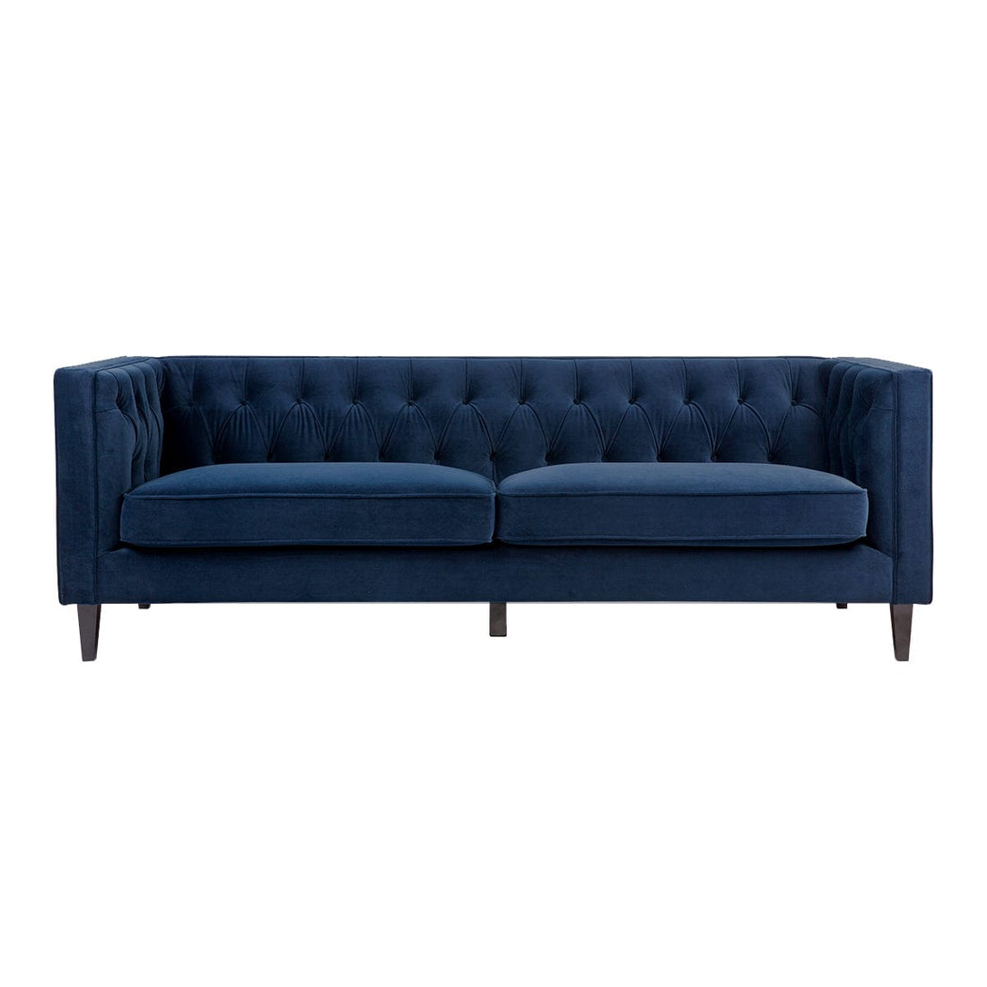 Cafe Lighting & Living Tuxedo 3 Seater Tufted Sofa - Navy Velvet