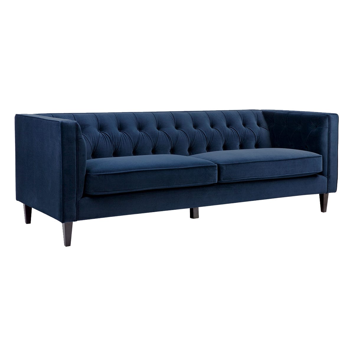 Cafe Lighting & Living Tuxedo 3 Seater Tufted Sofa - Navy Velvet