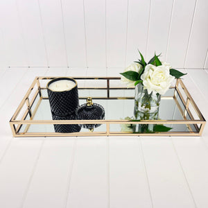 Christinia Tray New York Gold Rectangle Mirrored Tray