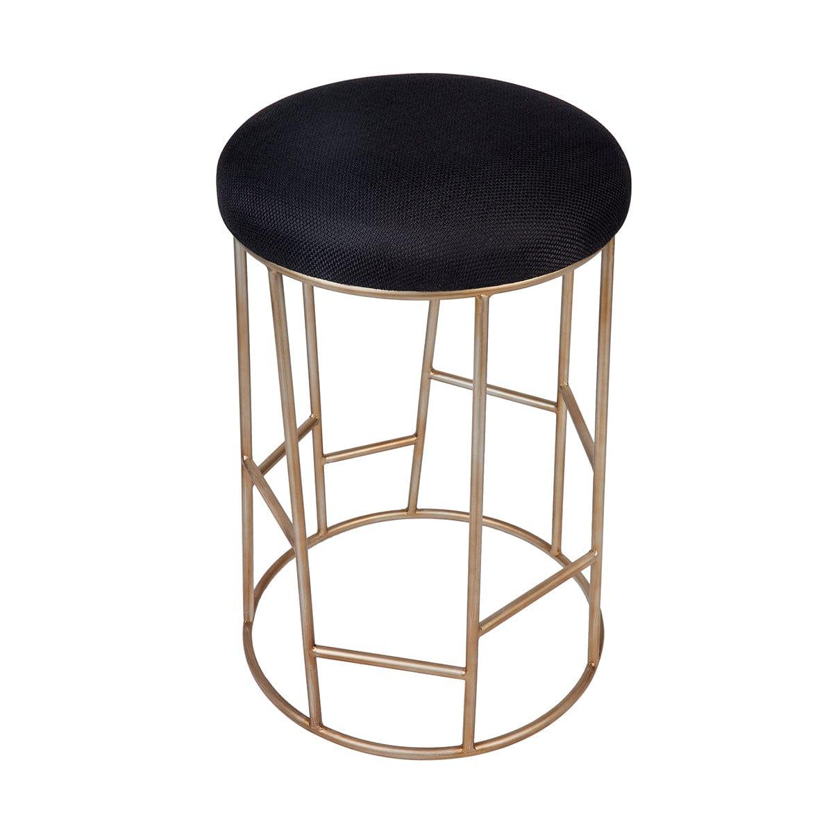 House Journey Aiden Gold Steel Kitchen Stool - Black Linen