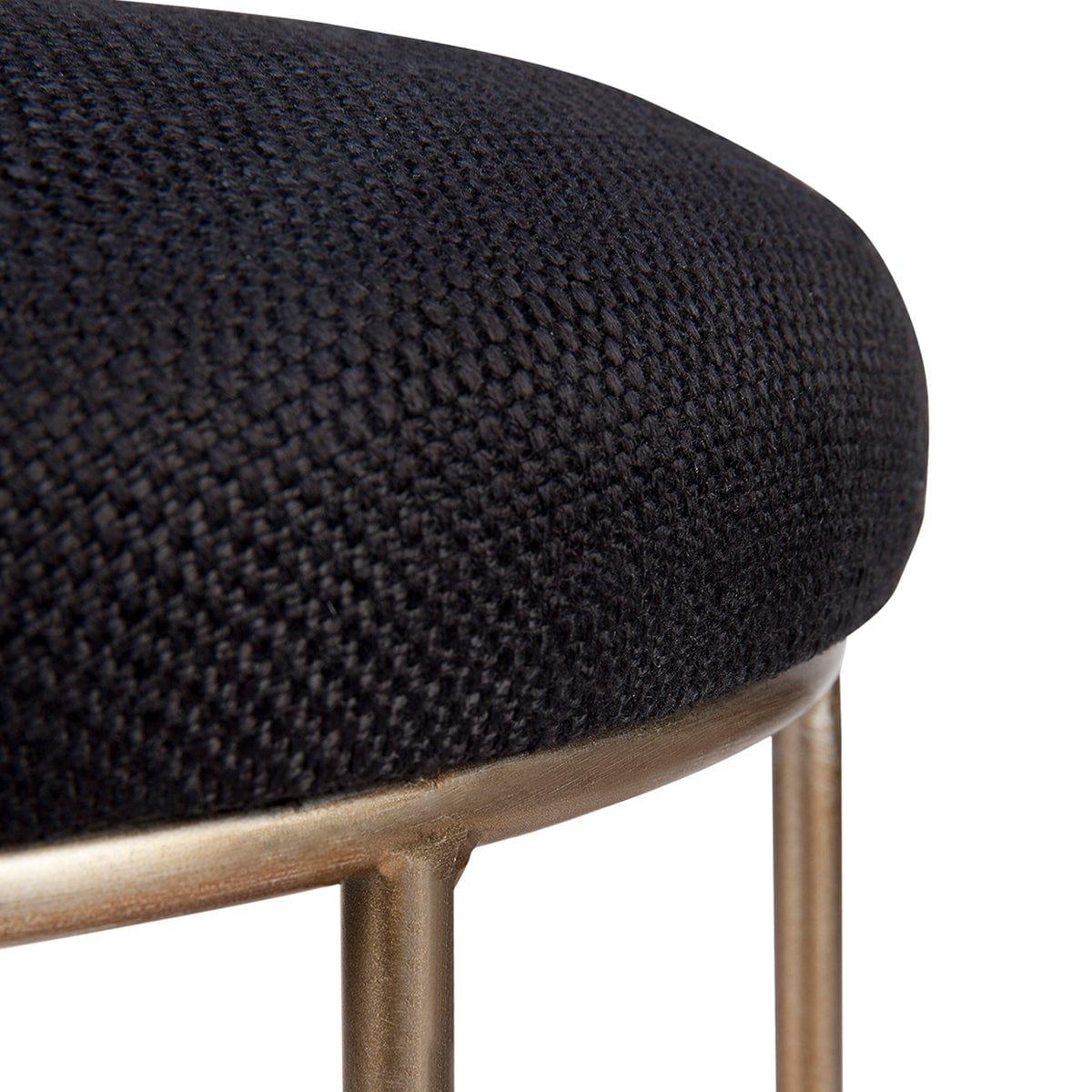 House Journey Aiden Gold Steel Kitchen Stool - Black Linen