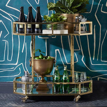 Load image into Gallery viewer, House Journey Bar Trolley Brooklyn Mirrored Drinks Trolley - Gold
