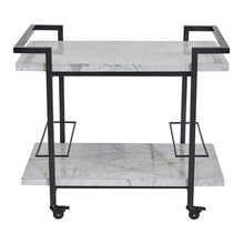 Load image into Gallery viewer, House Journey Bar Trolley Franklin White Marble Drinks Trolley - Black
