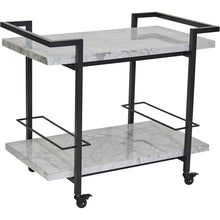 Load image into Gallery viewer, House Journey Bar Trolley Franklin White Marble Drinks Trolley - Black
