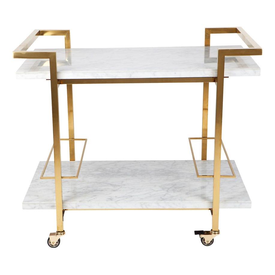 House Journey Bar Trolley Franklin White Marble Drinks Trolley - Gold