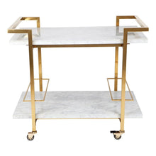 Load image into Gallery viewer, House Journey Bar Trolley Franklin White Marble Drinks Trolley - Gold
