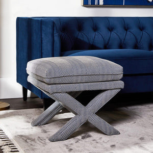 House Journey Candace Stool - Chevron Blue Linen