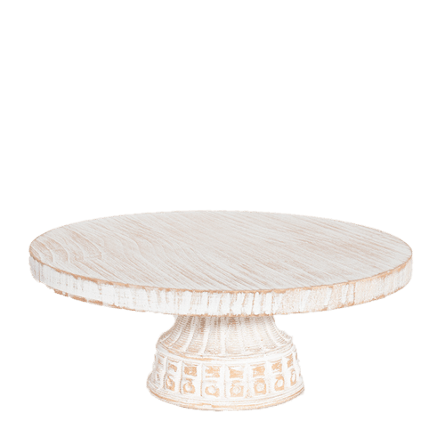 House Journey Carved Wood Cake Stand