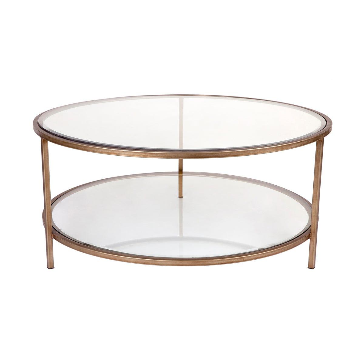 House Journey Cocktail Glass Round Coffee Table - Antique Gold