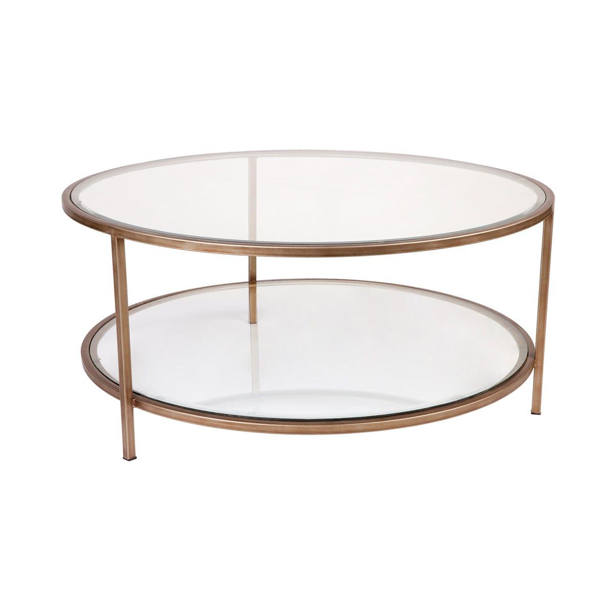 House Journey Cocktail Glass Round Coffee Table - Antique Gold