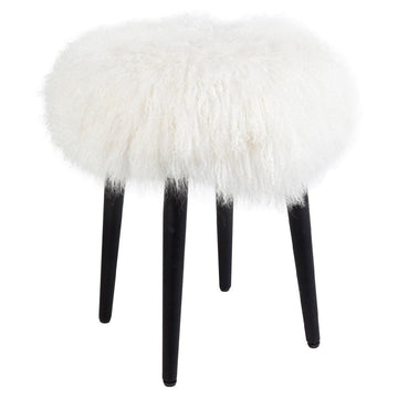 House Journey Dixie Stool - White Mongolian Fur