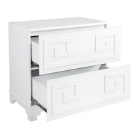 House Journey Greek Key Bedside Table - White