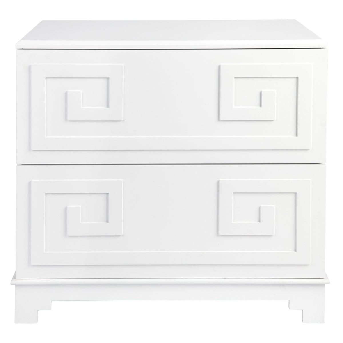 House Journey Greek Key Bedside Table - White