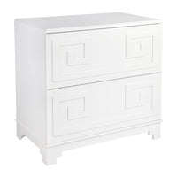 House Journey Greek Key Bedside Table - White