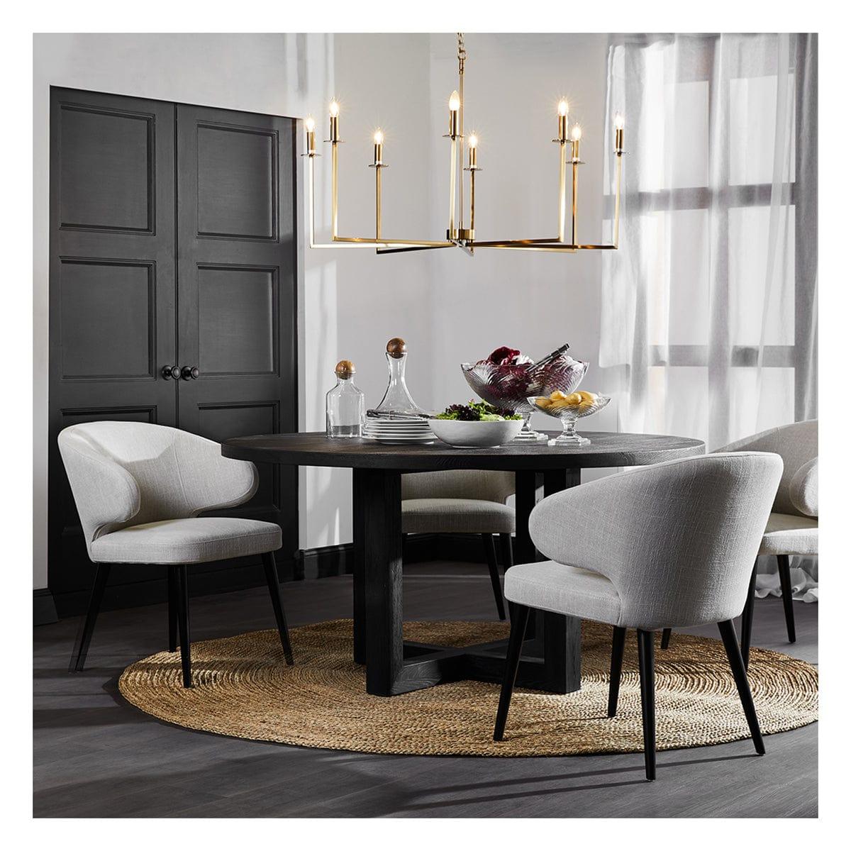 House Journey Harlow Black Dining Chair - Natural Linen