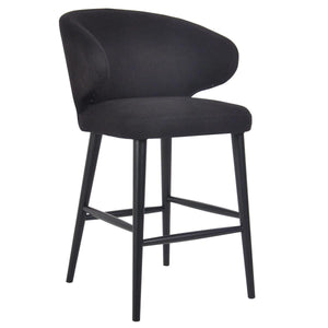 House Journey Harlow Black Kitchen Stool - Black Linen