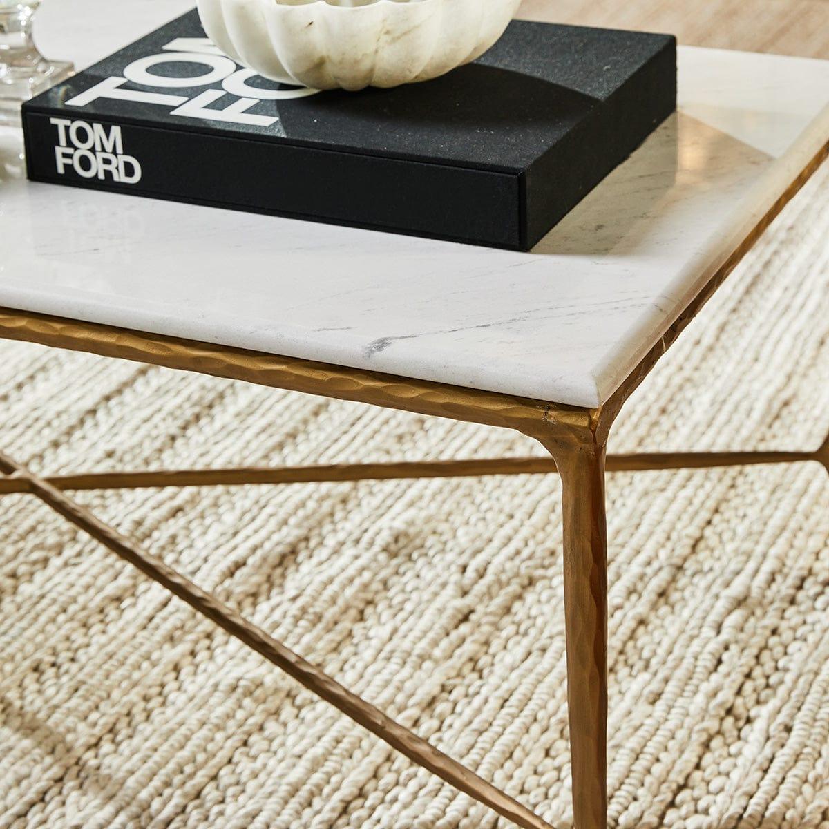 House Journey Heston Rectangle Marble Coffee Table - Brass