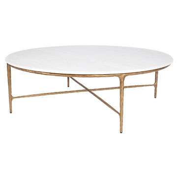 House Journey Heston Round Marble Coffee Table - Brass
