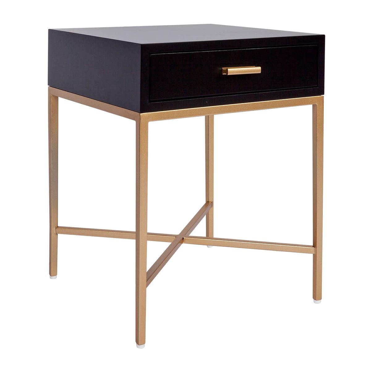 House Journey Nessa Black Bedside Table - Gold