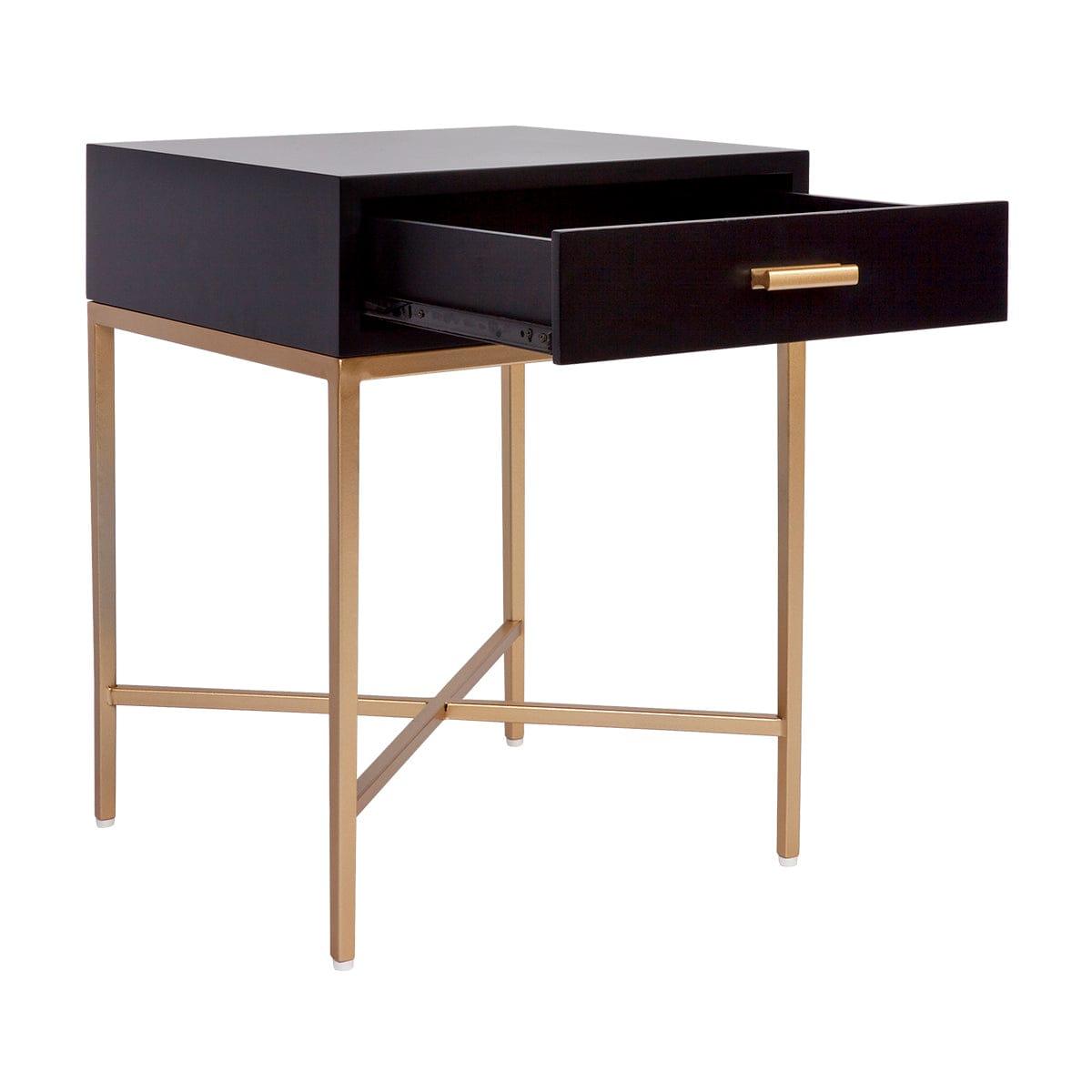 House Journey Nessa Black Bedside Table - Gold