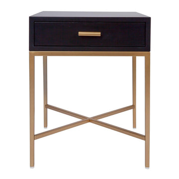 House Journey Nessa Black Bedside Table - Gold