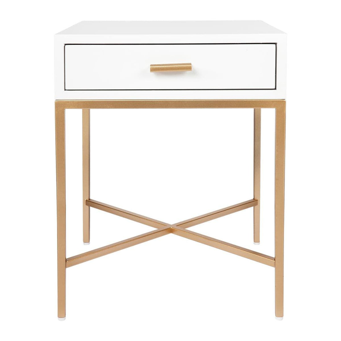 House Journey Nessa White Bedside Table - Gold
