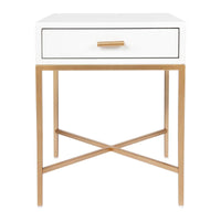 House Journey Nessa White Bedside Table - Gold