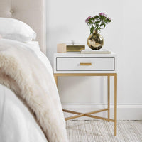 House Journey Nessa White Bedside Table - Gold