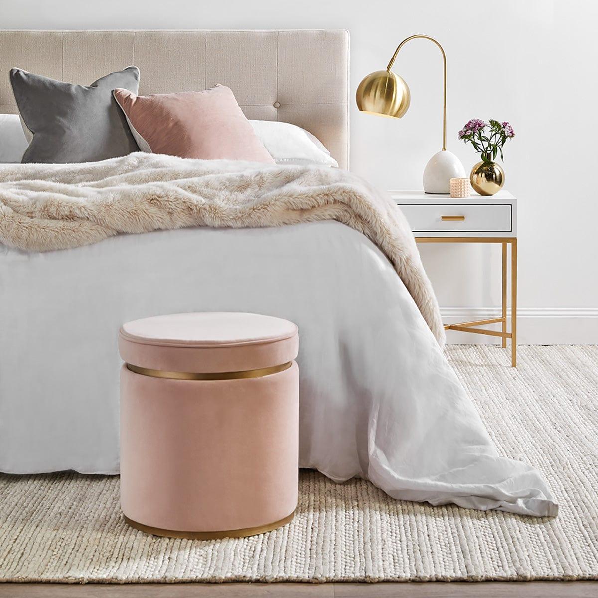 House Journey Nessa White Bedside Table - Gold