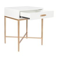 House Journey Nessa White Bedside Table - Gold