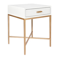 House Journey Nessa White Bedside Table - Gold