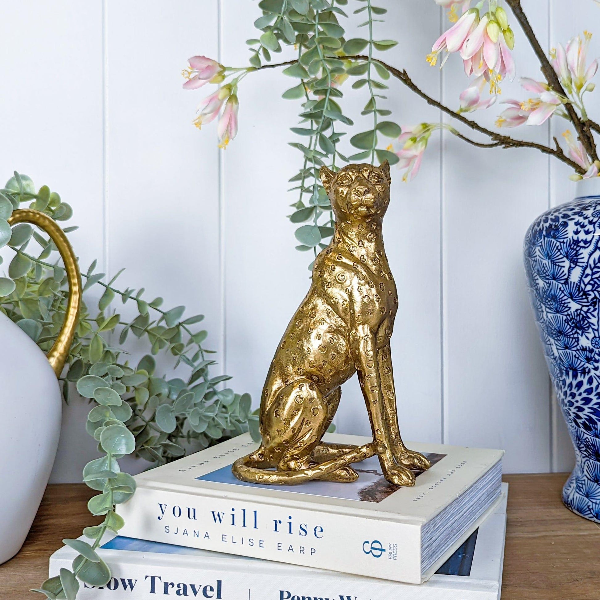 House Journey Ornament Gold Leopard Statue