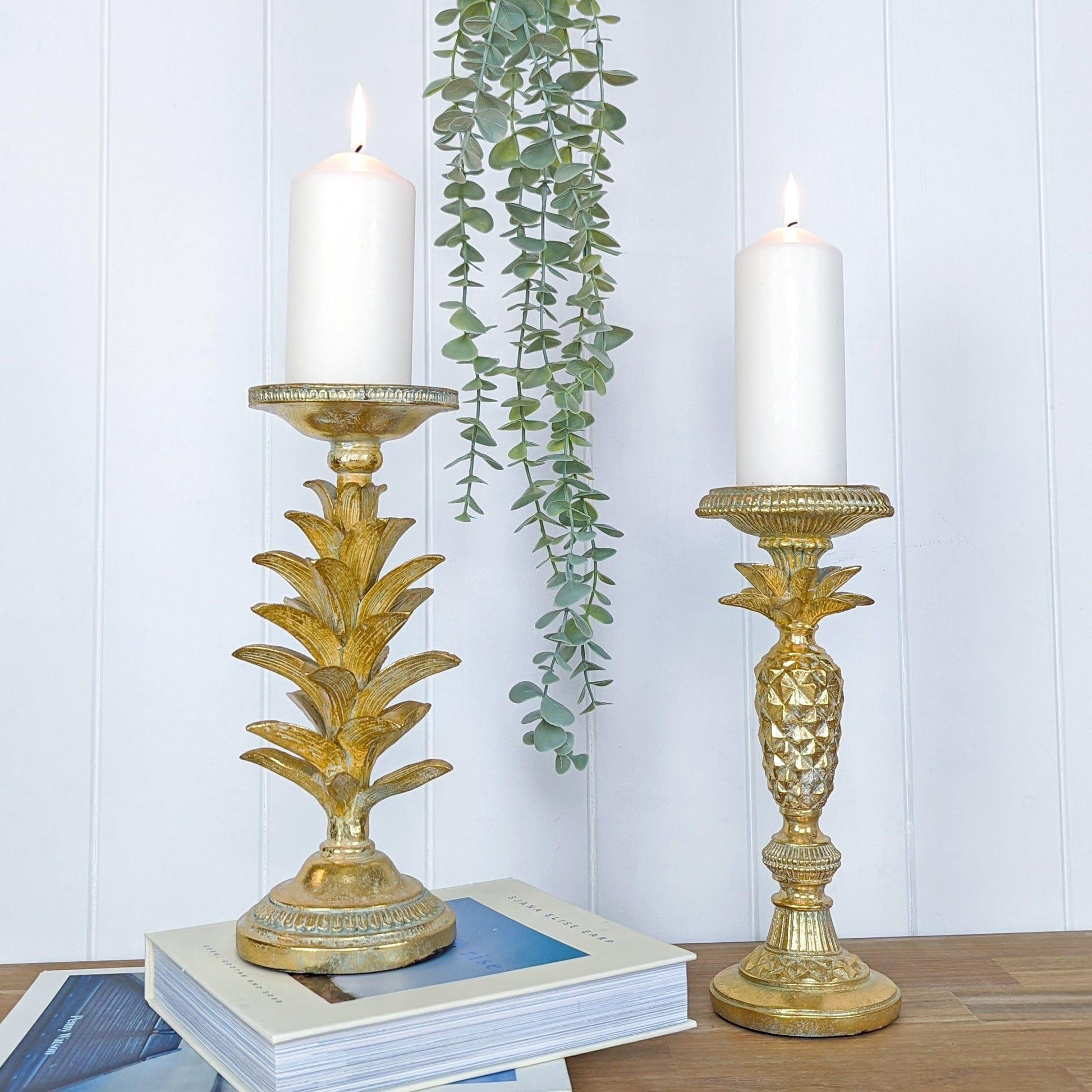 House Journey Ornament Golden Leaves Candle Stand