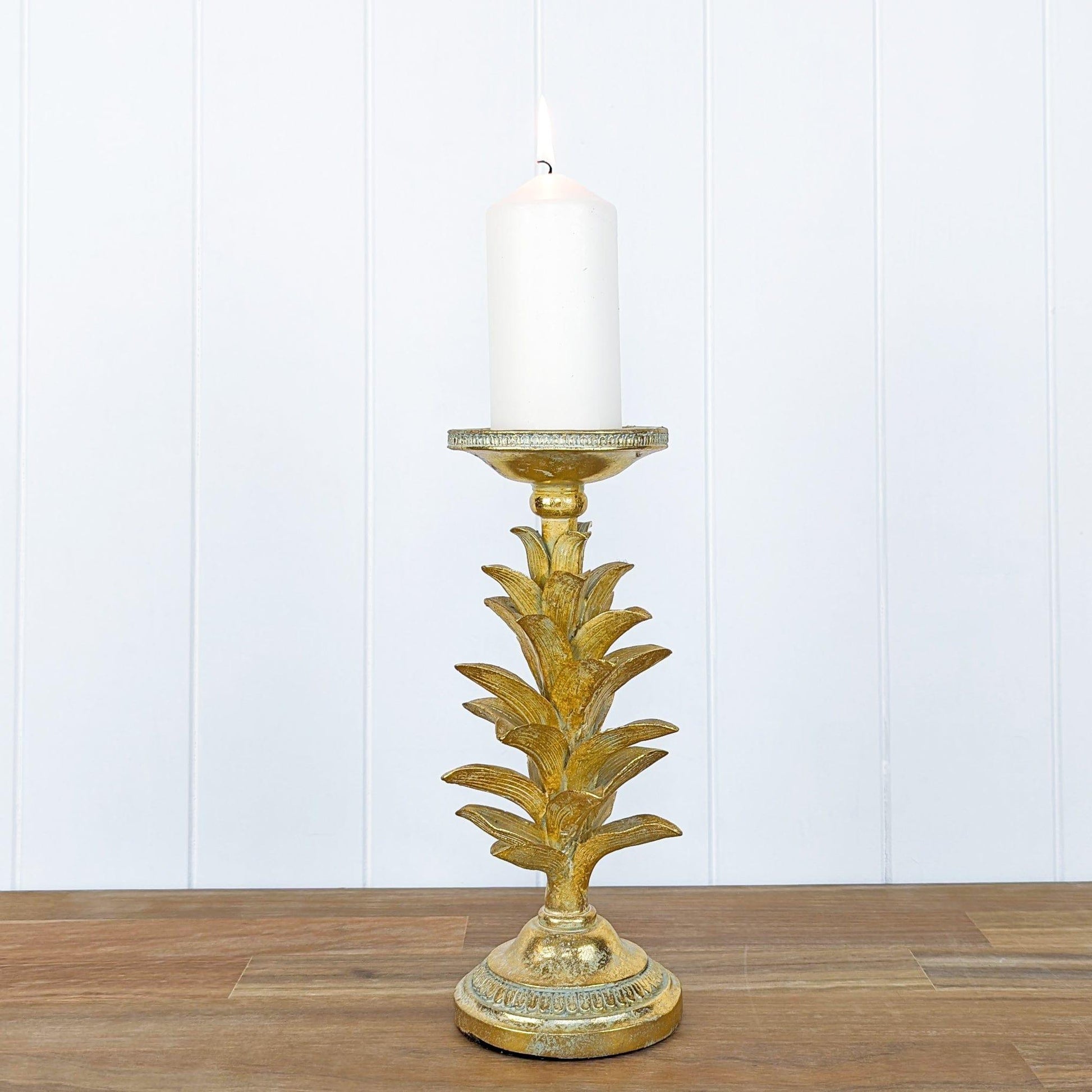 House Journey Ornament Golden Leaves Candle Stand