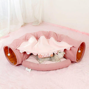 House Journey Plush Cat Tunnel & Bed