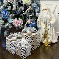 House Journey Rattan Light Up Christmas Presents - Set of 3