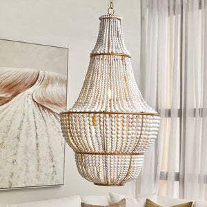 Sierra Beaded Chandelier - Gold/White.