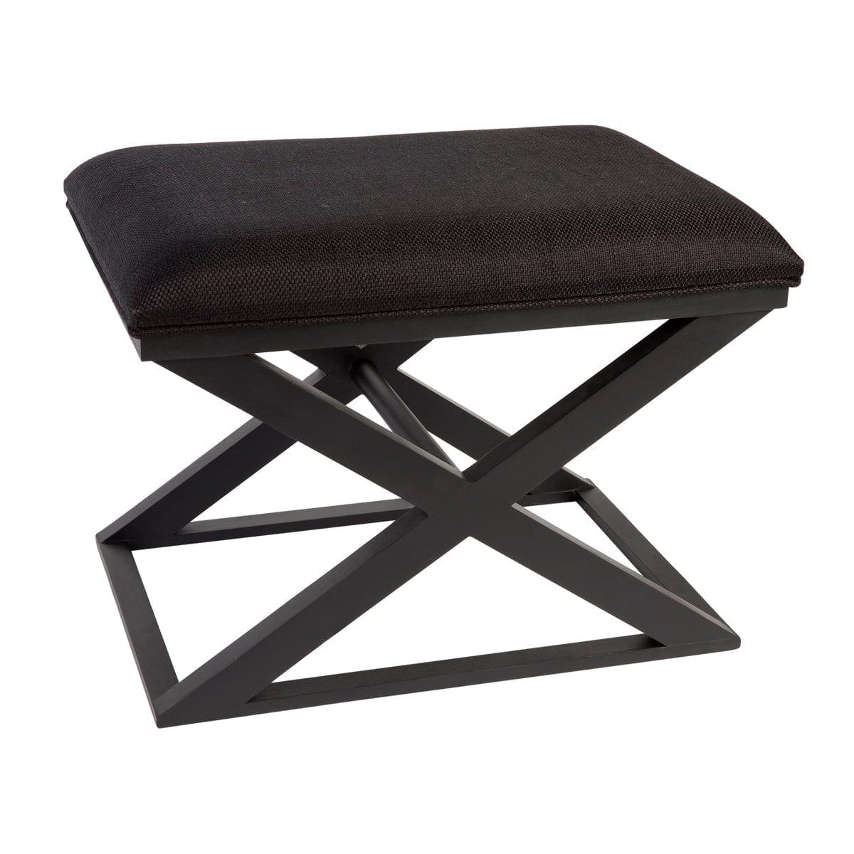 Spencer Black Timber Stool - Black Linen.