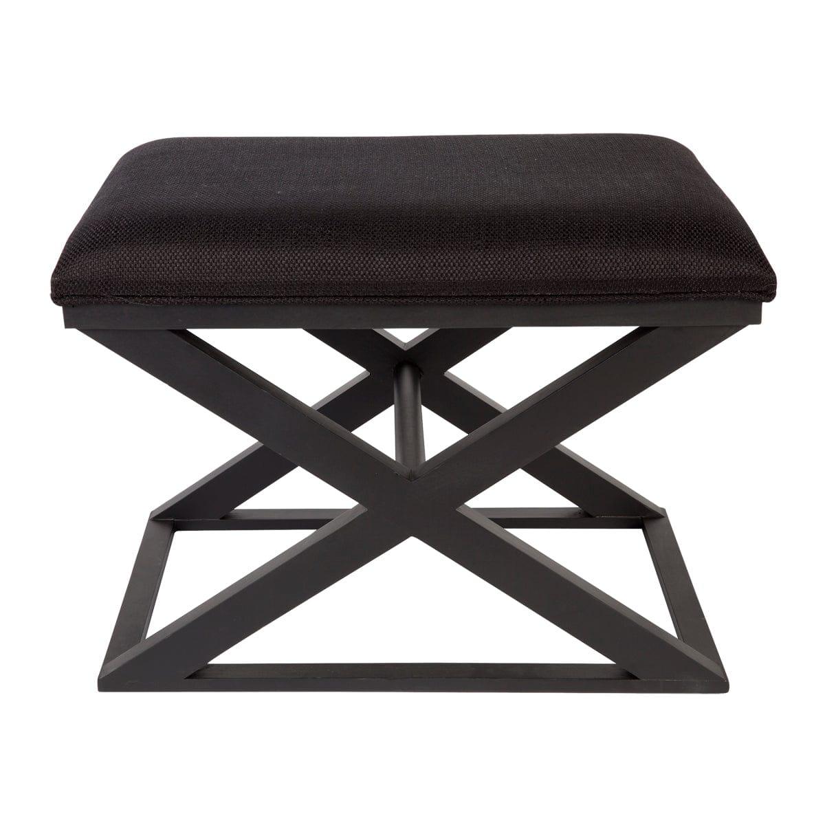 Spencer Black Timber Stool - Black Linen.