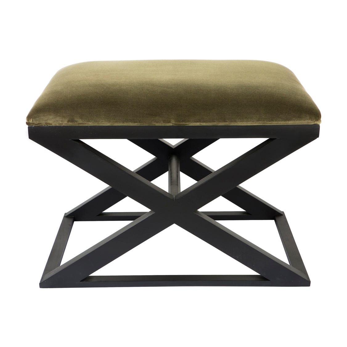 Spencer Black Timber Stool - Moss Velvet.