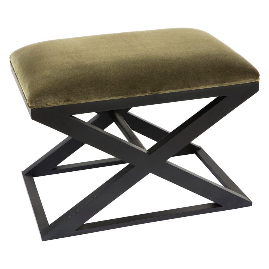 Spencer Black Timber Stool - Moss Velvet.