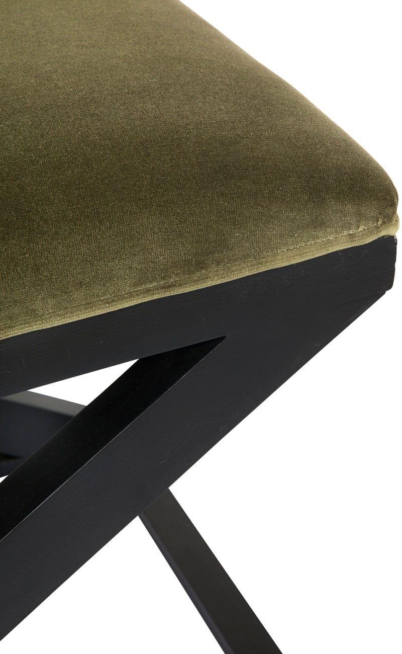 Spencer Black Timber Stool - Moss Velvet.