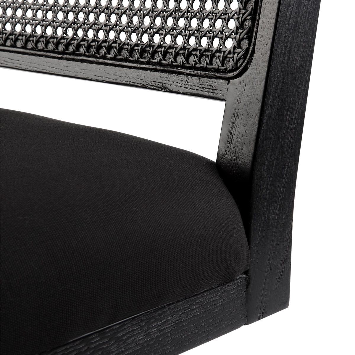 The Imperial Rattan Black Dining Chair - Black Linen.